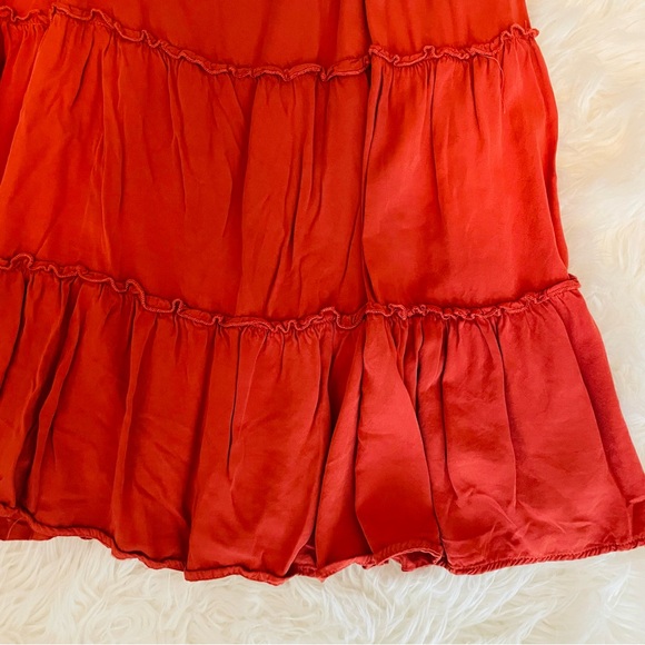 LE LIS Mini Dress Never Let You Down Rust Orange Tie-Strap Tiered Bow - Picture 4 of 8